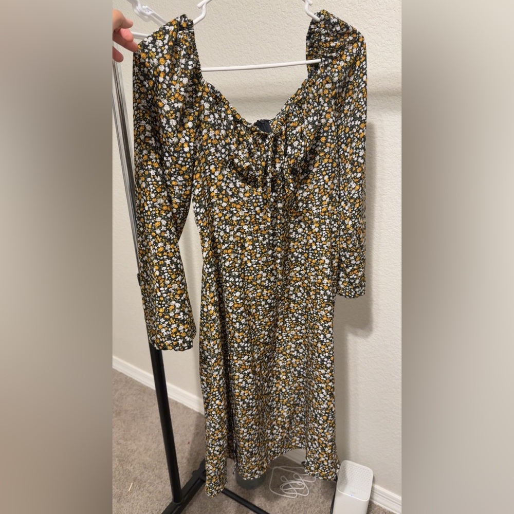Floral Black and Yellow Women's Dress